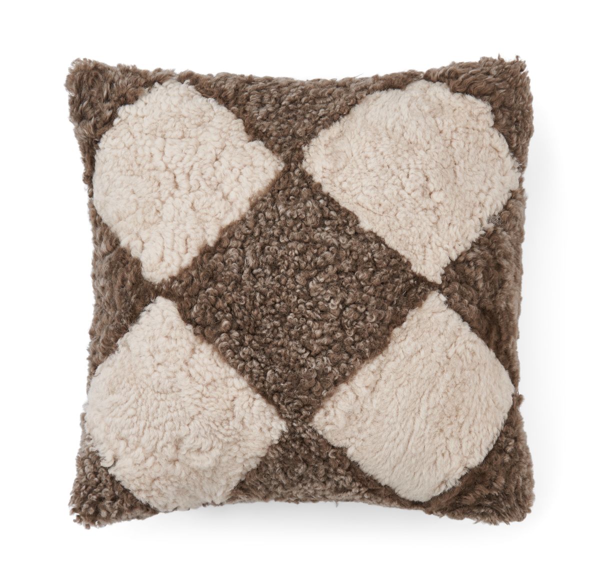 Short-Wool Curly Sheepskin Cushion | 16x16 in