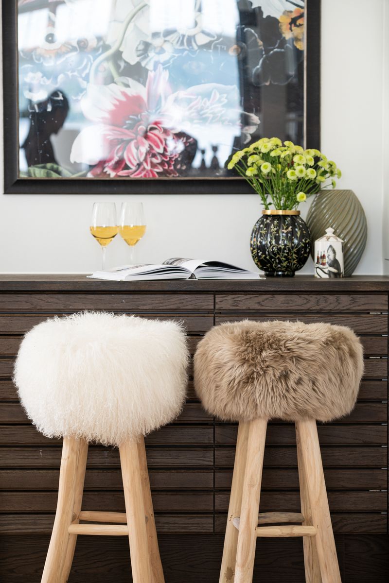 Sheepskin Stool Cover Taupe