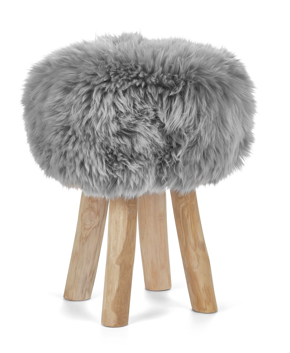 Sheepskin Stool Cover Light Grey