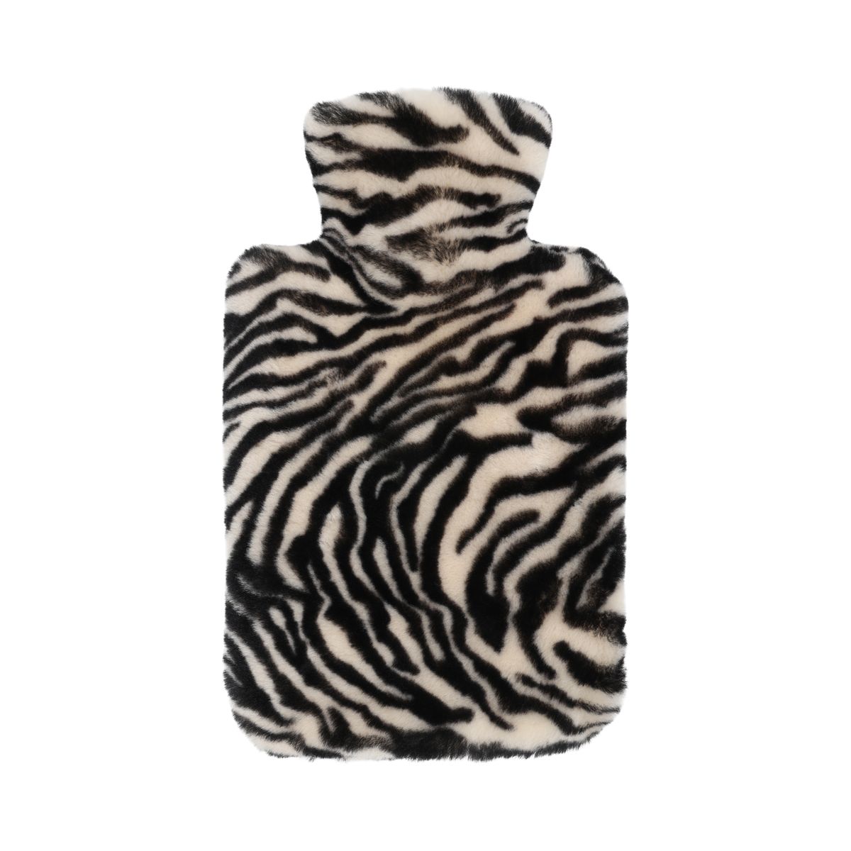 Premium Quality Moccasin Hot Water Bottle Zebra Print Black/Cream