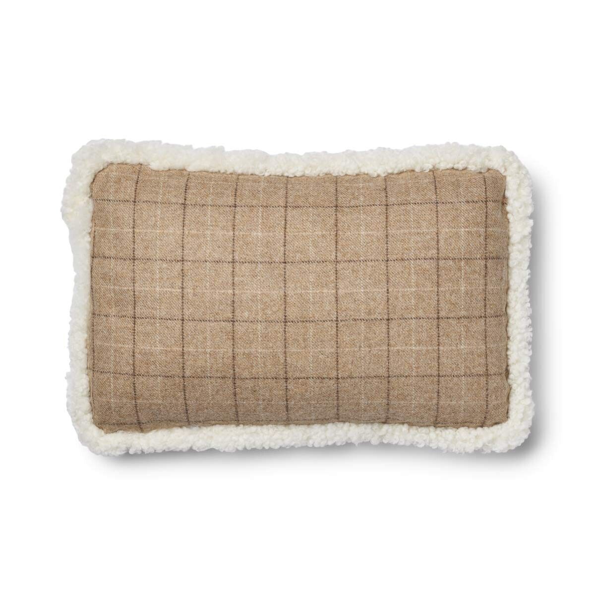Wool Cushion | Doublesided | SW trim | 20x20 in | 13x20 in Oatmeal-Beige/Ivory