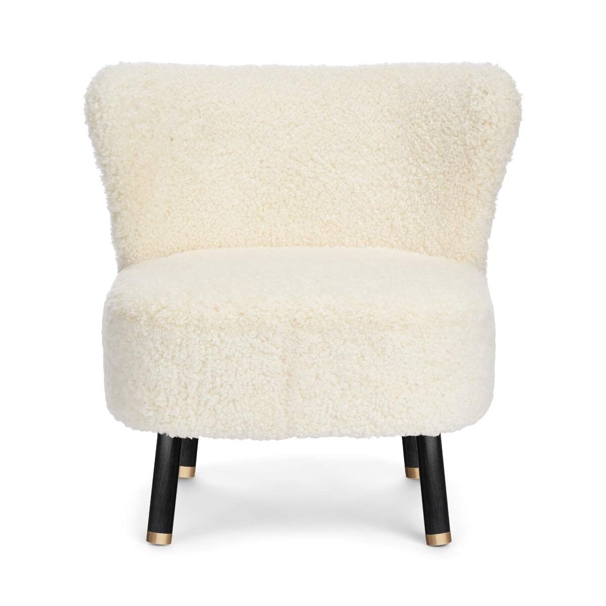 Emil Lounge Chair | Brass | Short Wool Ivory