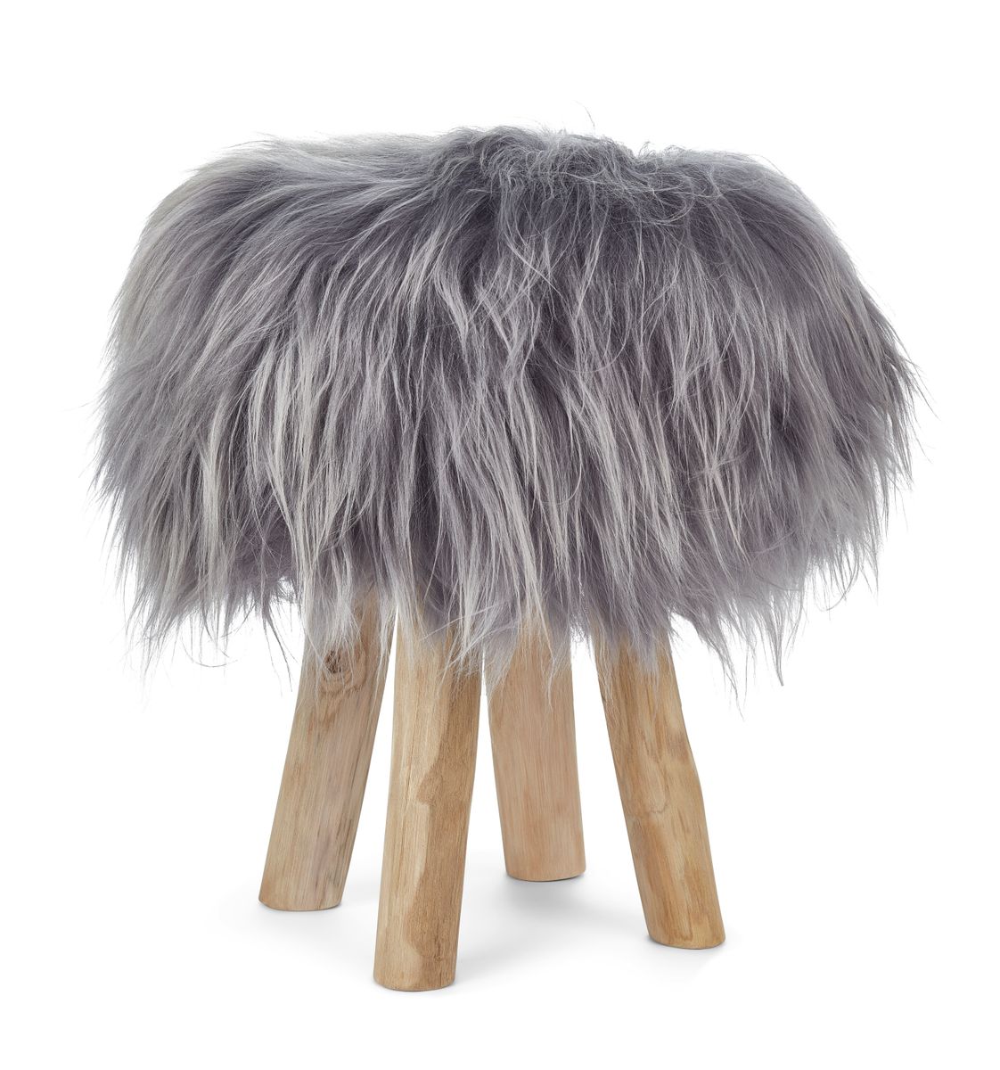 Long Wool Stool Cover | Icelandic Grey Brisa