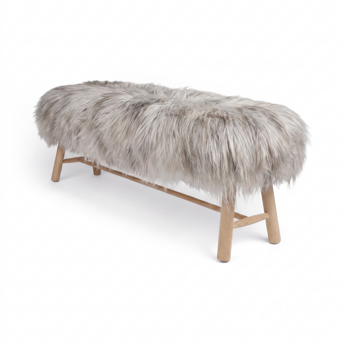 Bench with Icelandic Sheepskin | Oak Legs Natural Grey