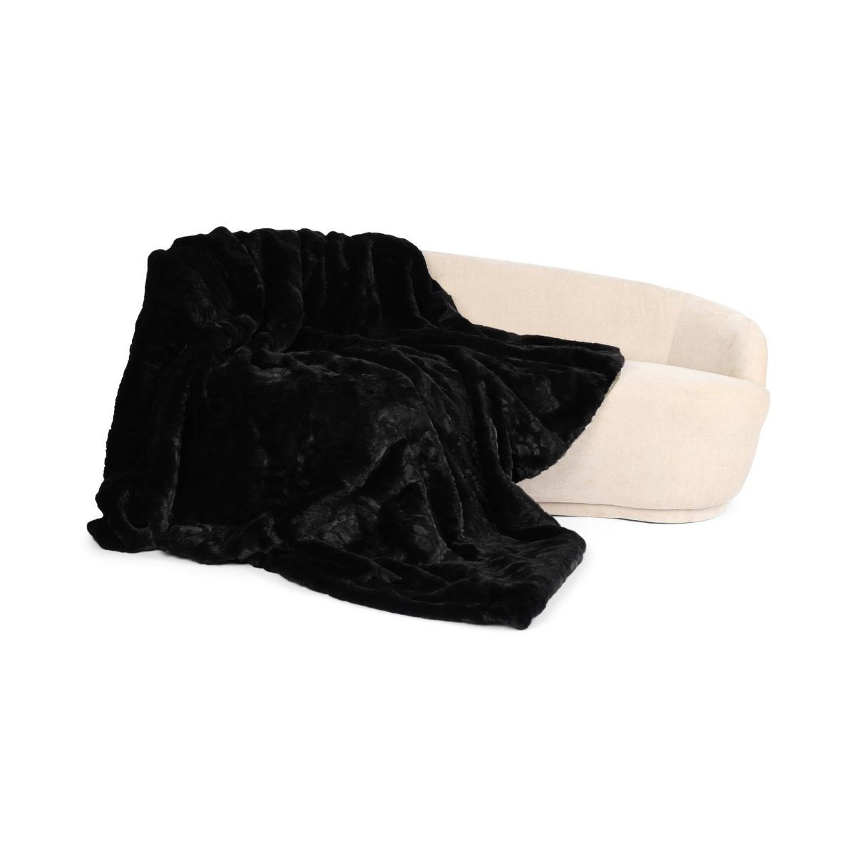 Mink Throw | Cashmere Backing | Black