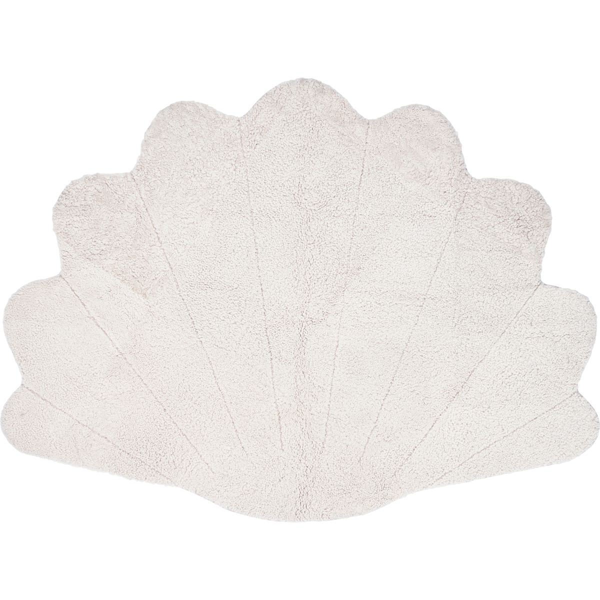 Short Wool Curly Sheepskin Shell Design Rug | 83x59 in Ivory