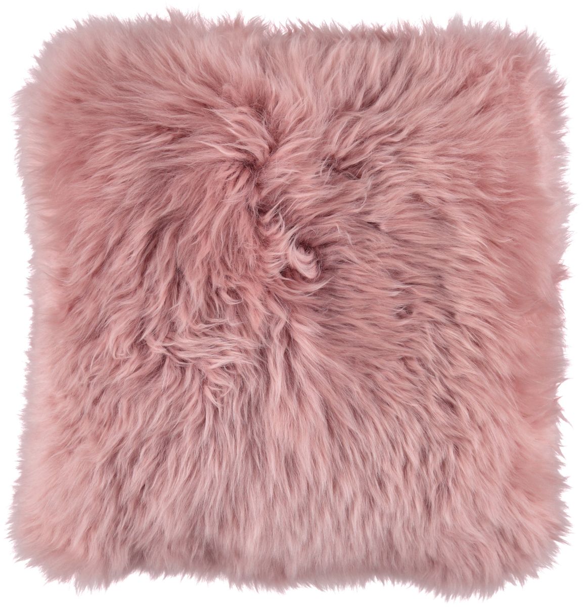 Long-Wool Sheepskin Cushion | 14x14 in Rosa