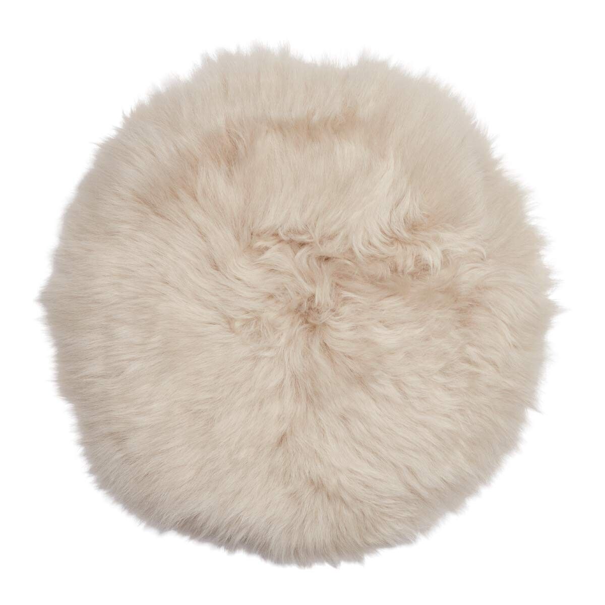 Long-Wool Sheepskin Cushion | D15 in Linen