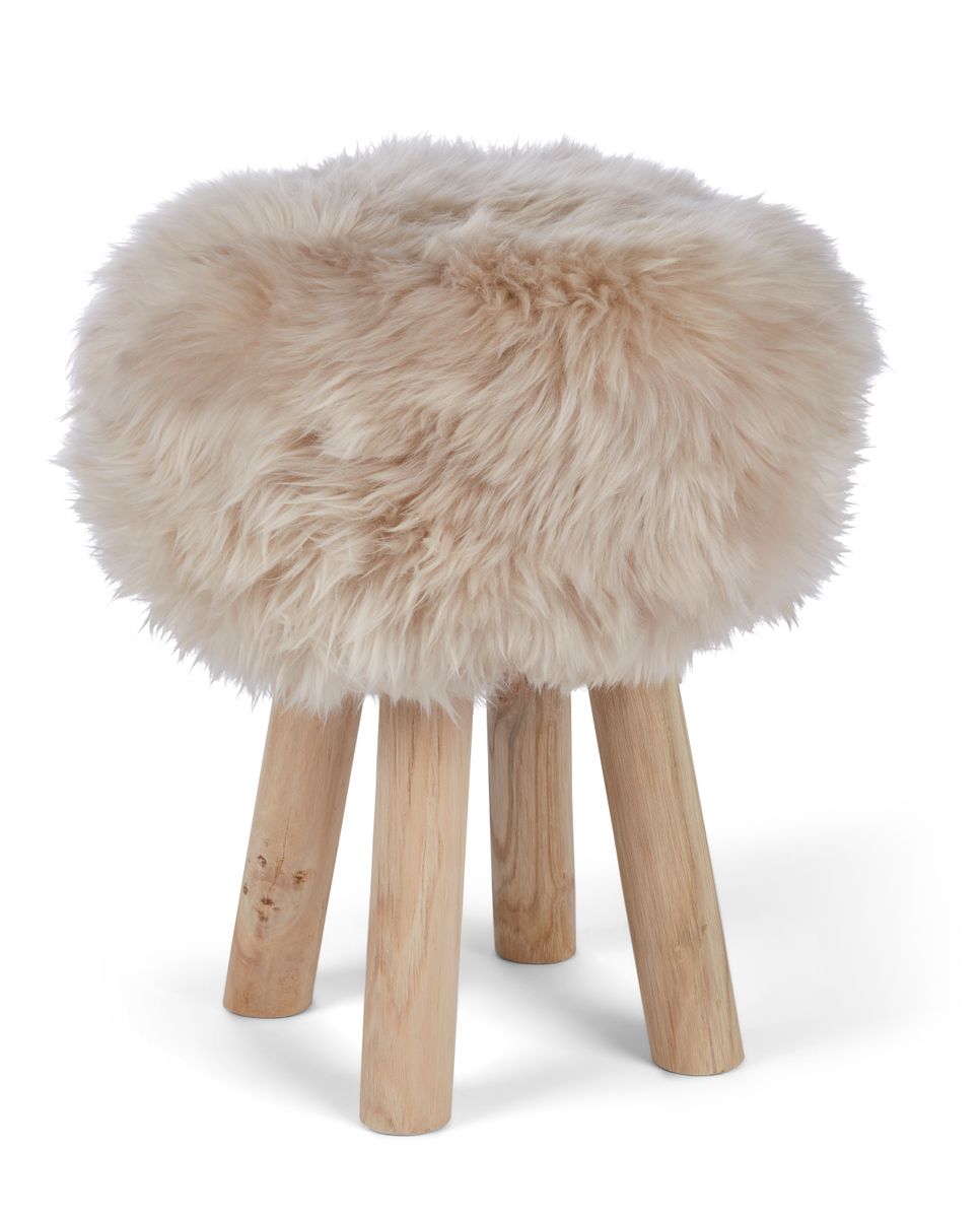 Sheepskin Stool Cover Linen