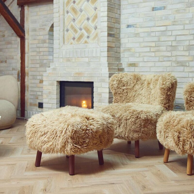 Emil Foot Rest Stool | Long Wool Honey