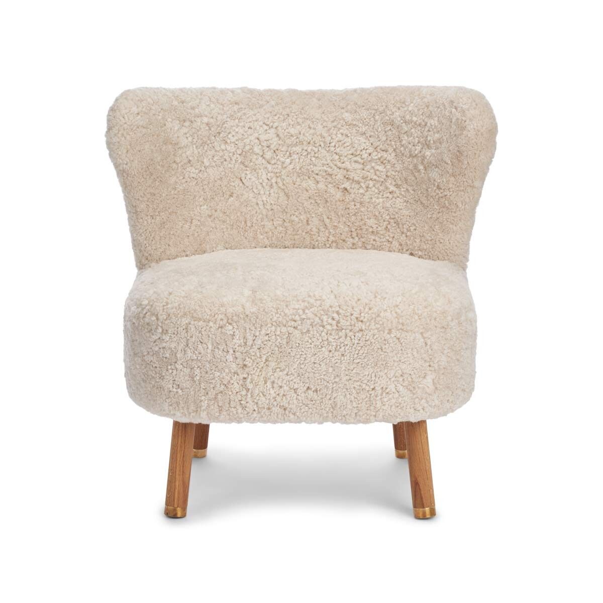 Emil Lounge Chair | Brass | Short Wool Pearl