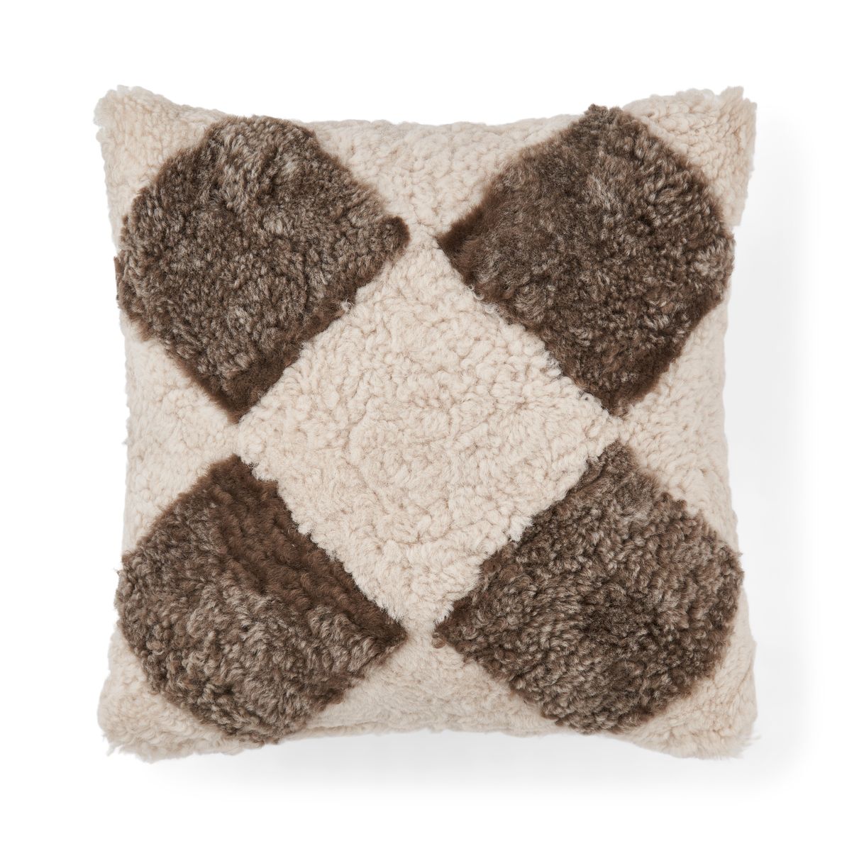 Short-Wool Curly Sheepskin Cushion | 16x16 in