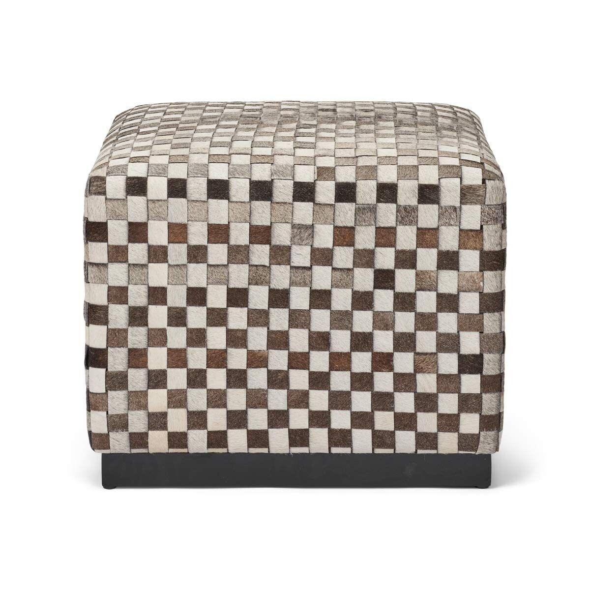 Cow Hide Stool | 18x18 in | 24x24 in Natural Grey/Blacky