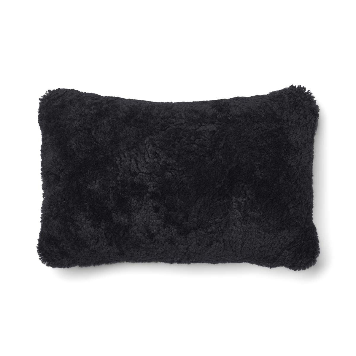 Short-Wool Sheepskin Cushion | 20x20 in | 13x20 in Charcoal/Black
