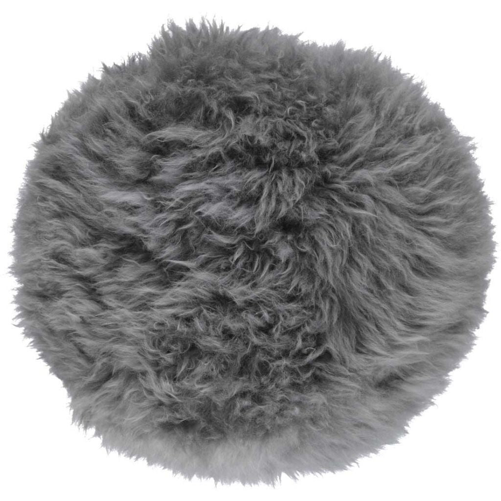 Long-Wool Sheepskin Cushion | D15 in Steel