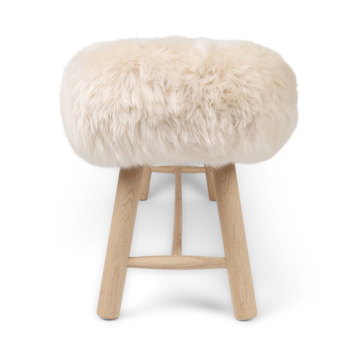 Bench with New Zealand Long Wool Sheepskin | Oak Legs Linen