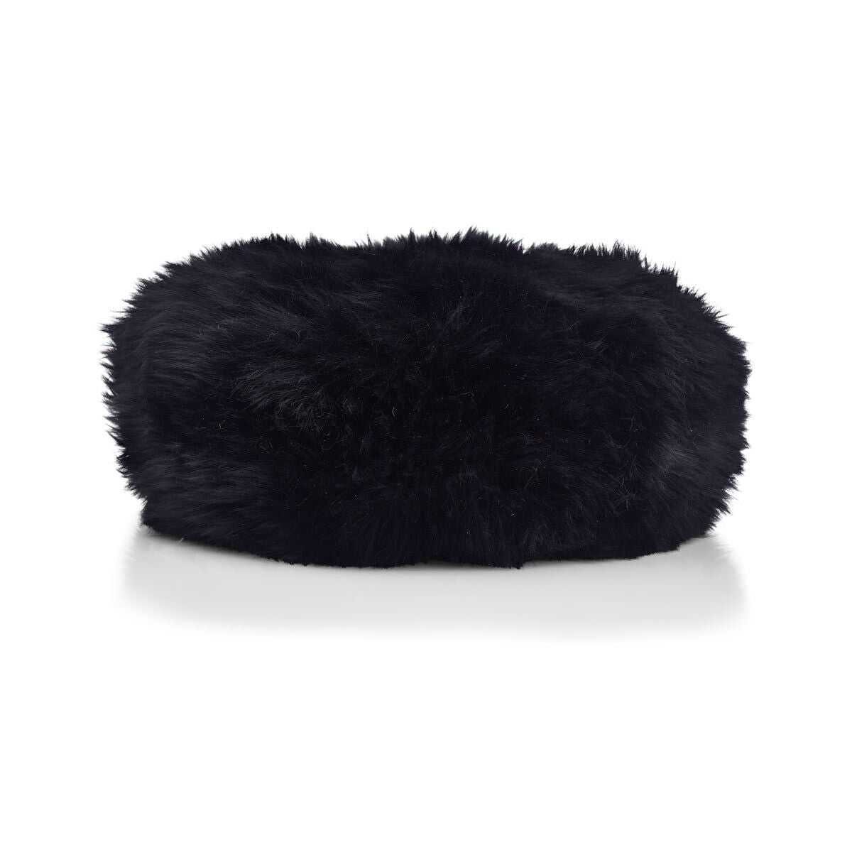 Long-Wool Sheepskin Cushion | D15 in Black