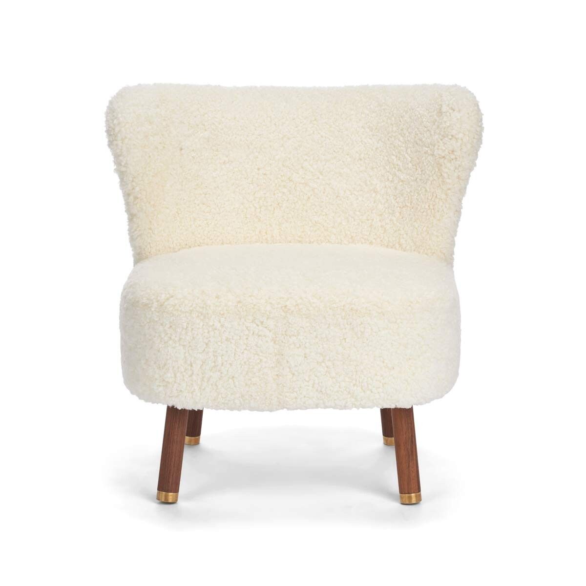 Emil Lounge Chair | Brass | Short Wool Ivory