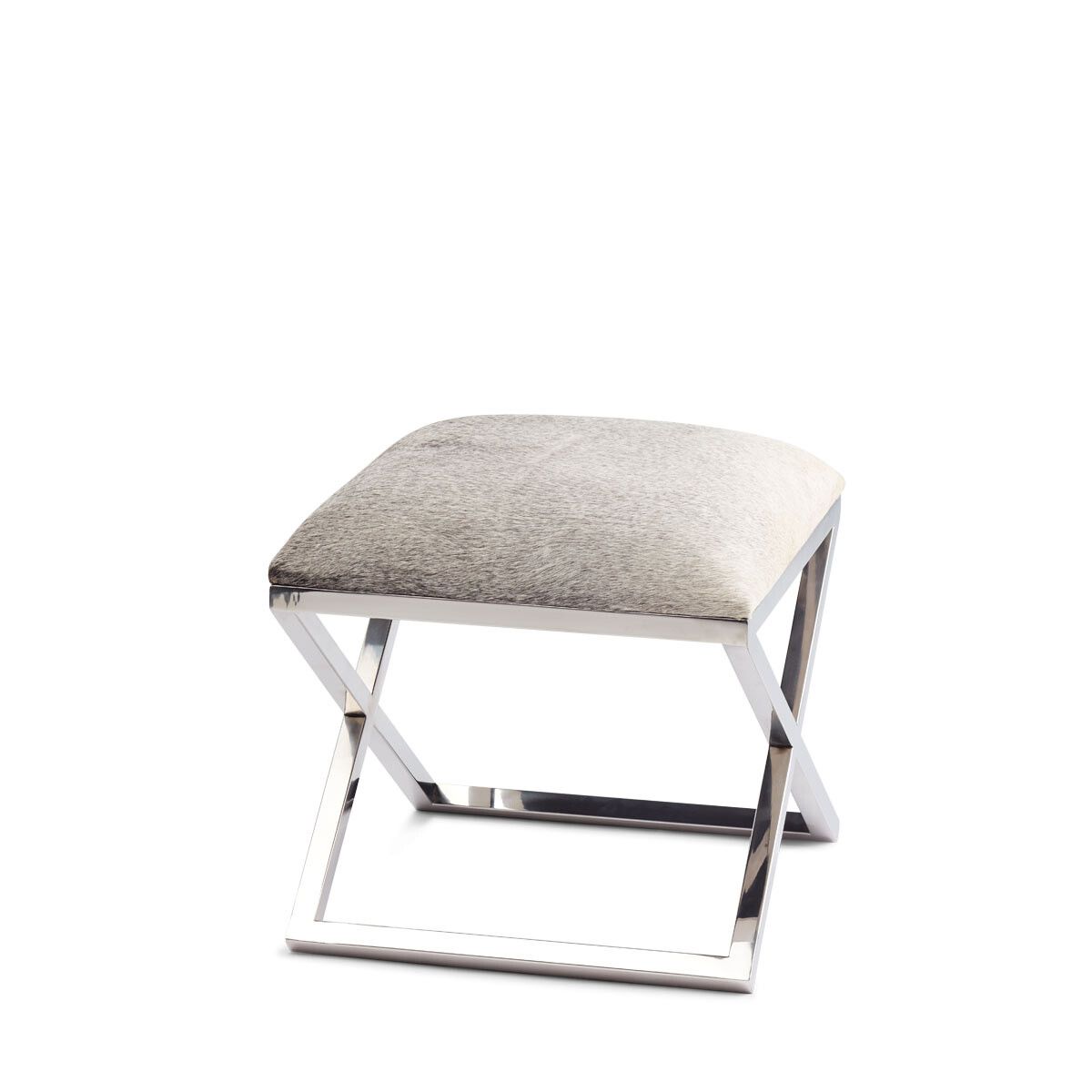 Stool Of Cow Hide Natural Grey