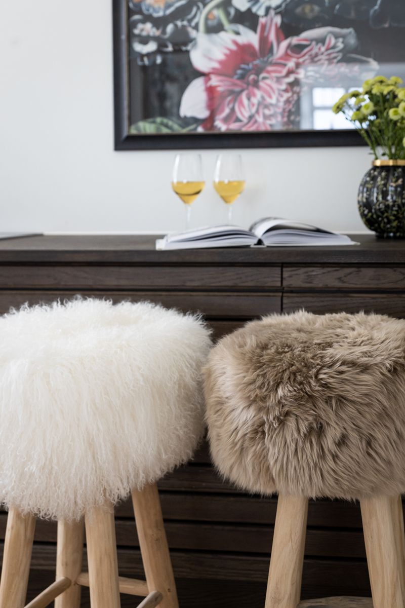 Sheepskin Stool Cover Taupe