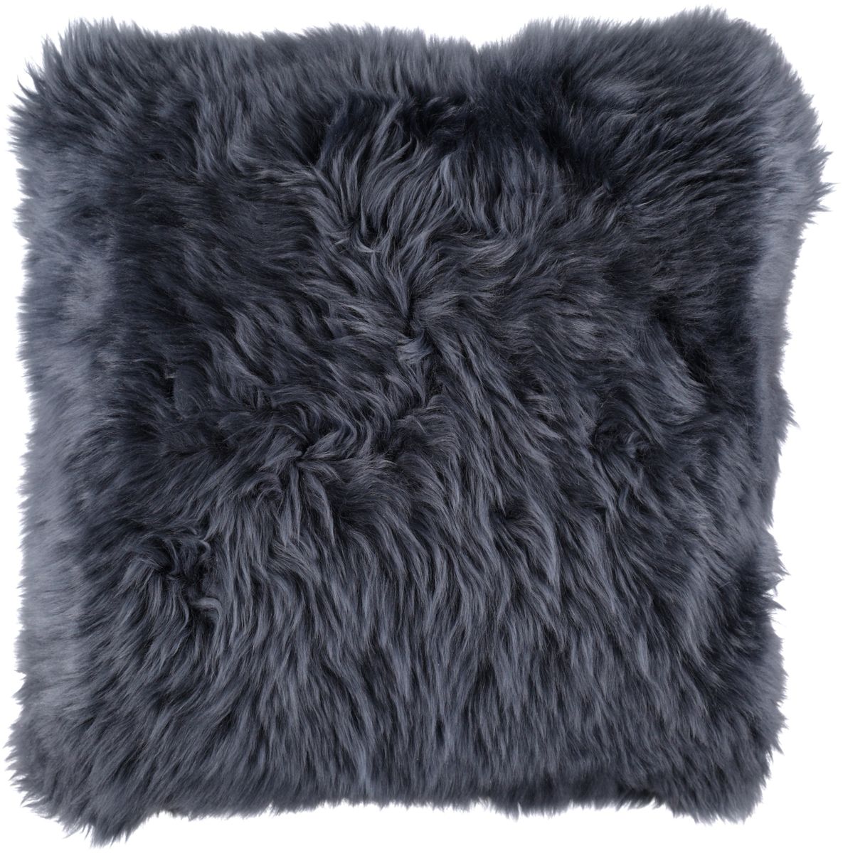 Long-Wool Sheepskin Cushion | 14x14 in Navy