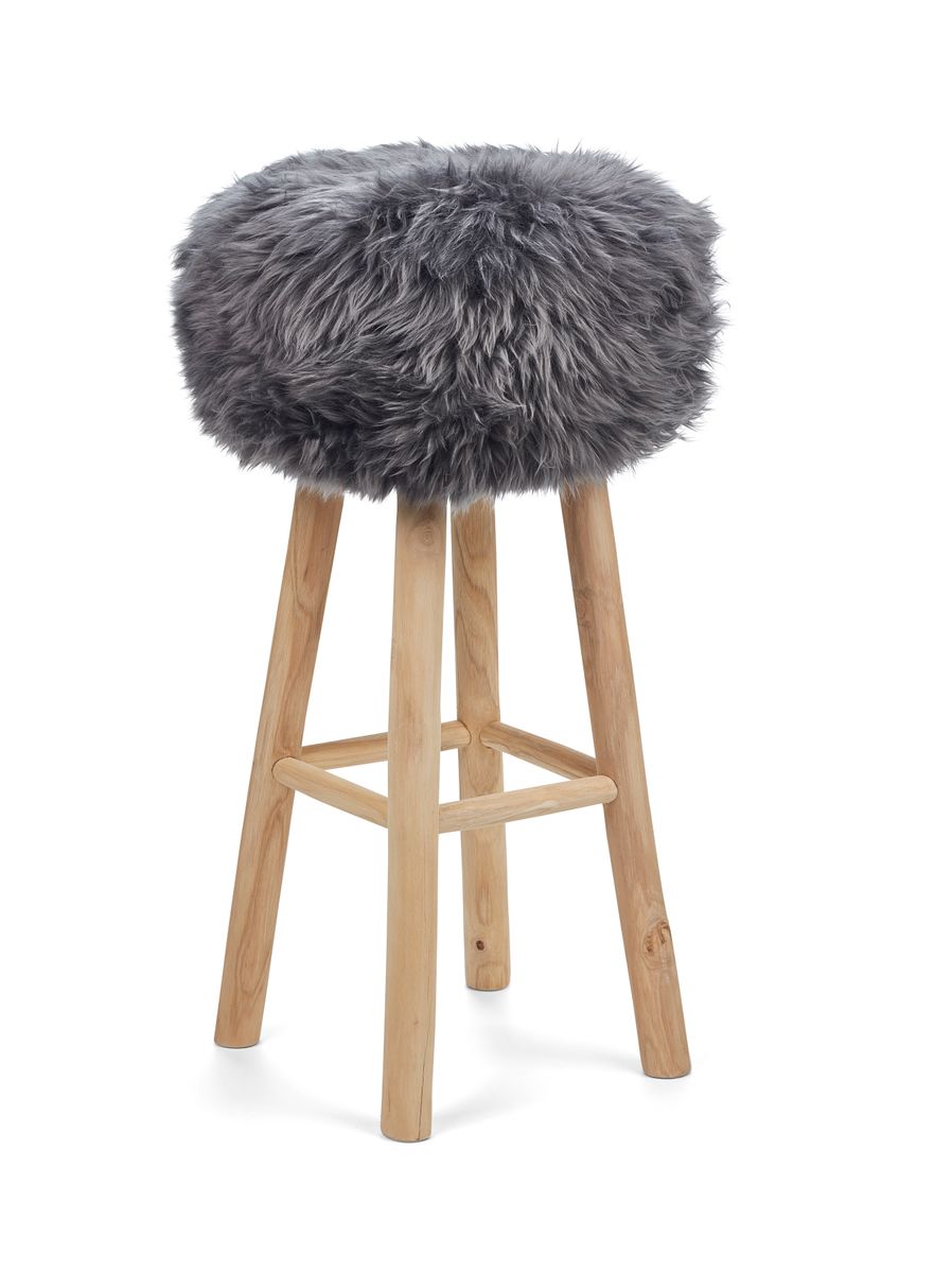 Sheepskin Stool Cover Steel