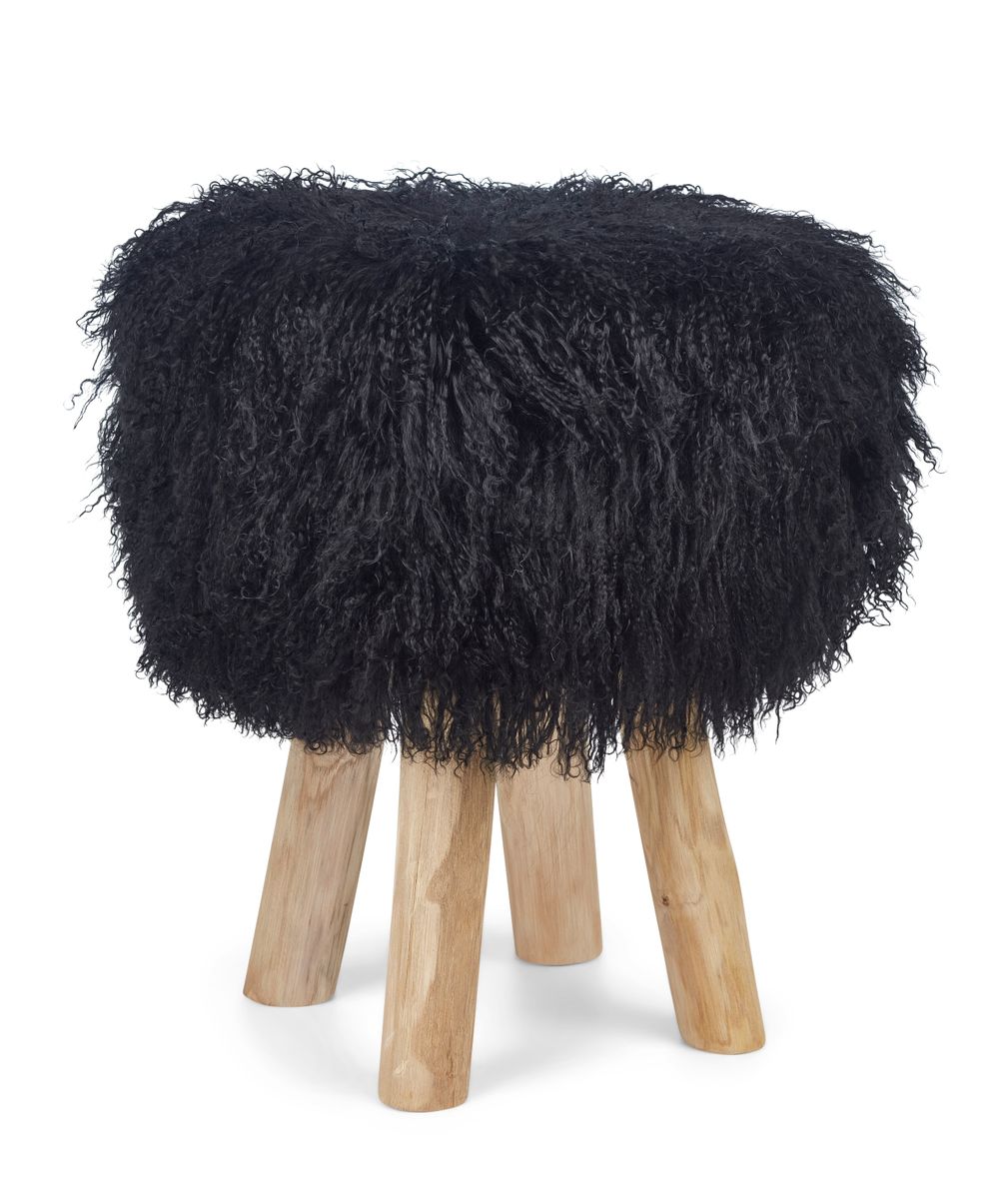 Long Wool Sheepskin Seat Cover Black