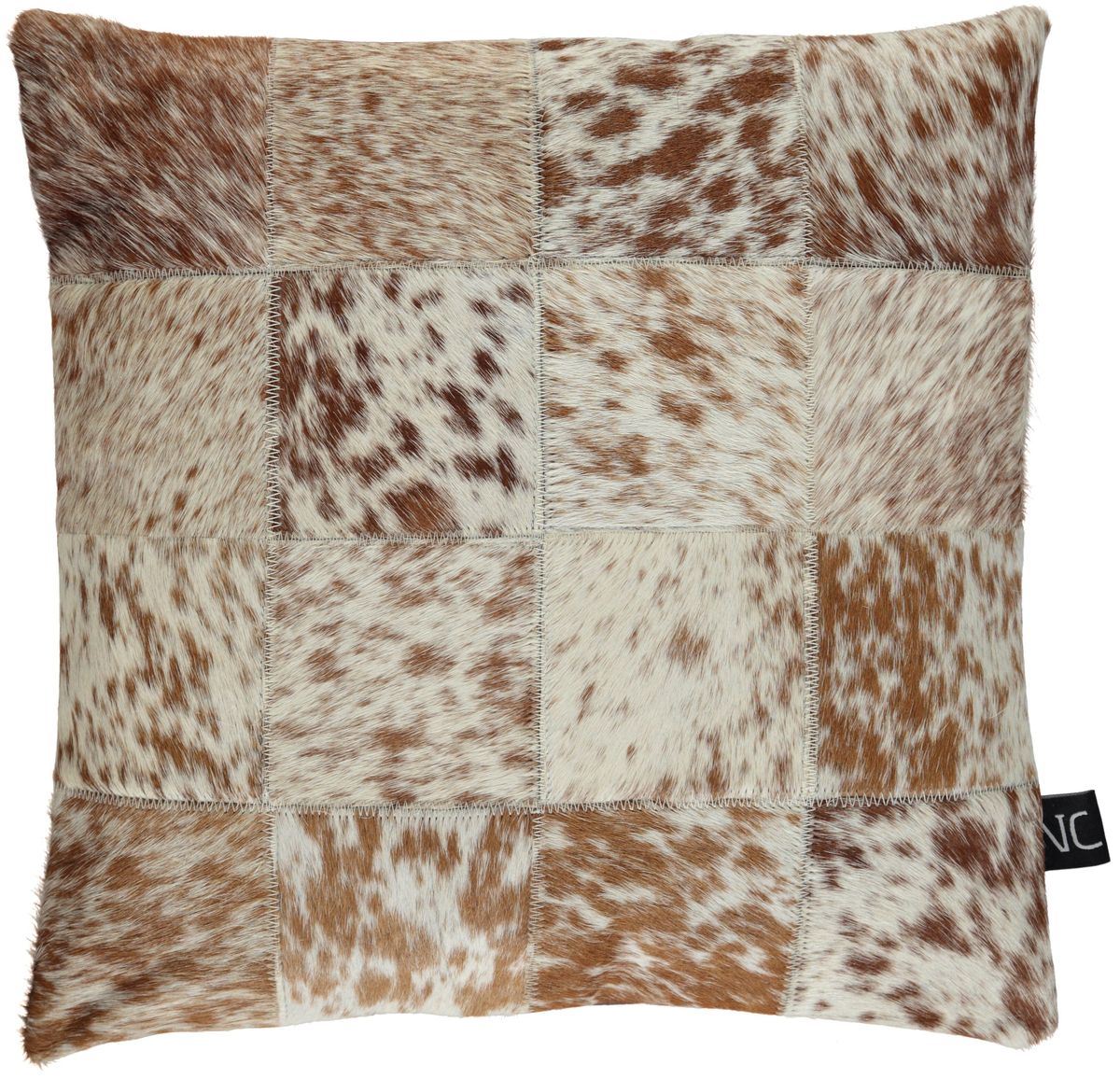 Cow Hide Cushion | 16x16 in Salt/Pepper/Brown/White