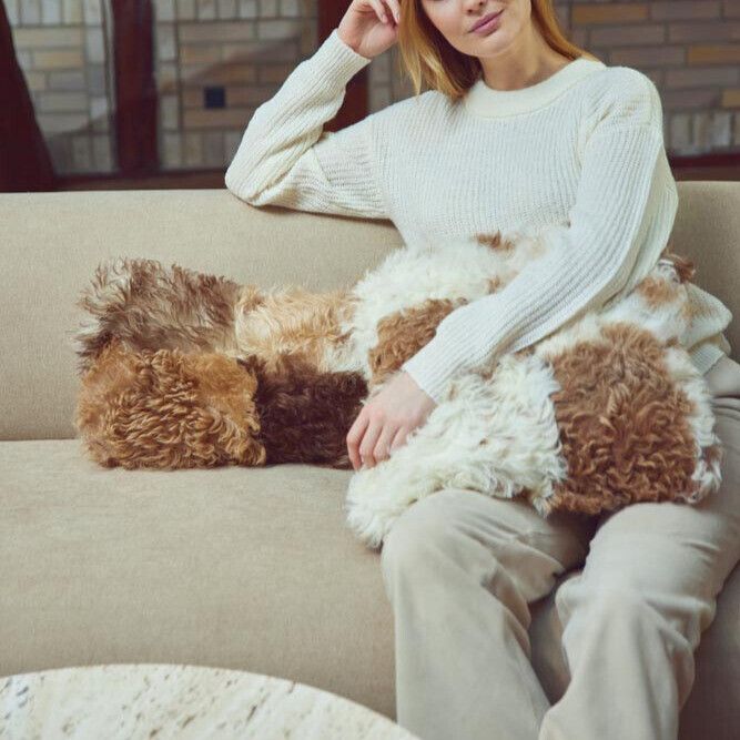 Tigrado Sheepskin Cushion | Doublesided Black/White Mix