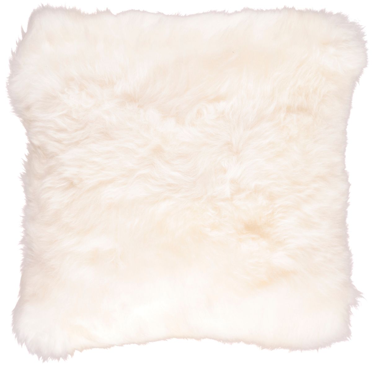 Long-Wool Sheepskin Cushion | 14x14 in Ivory