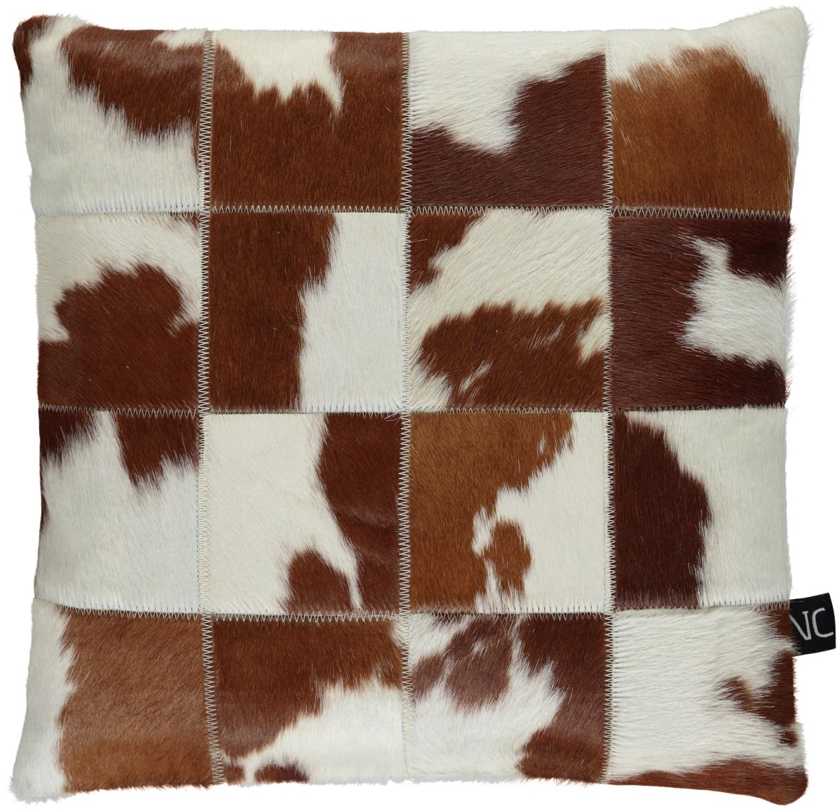 Cow Hide Cushion | 16x16 in Brown/White