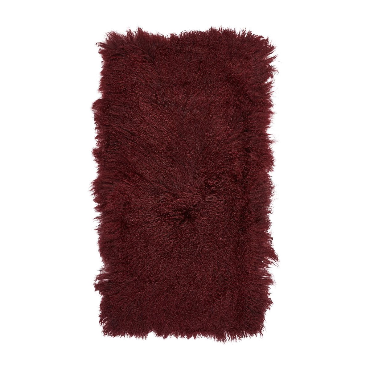 Plaid of Curly Sheepskin Burgundy