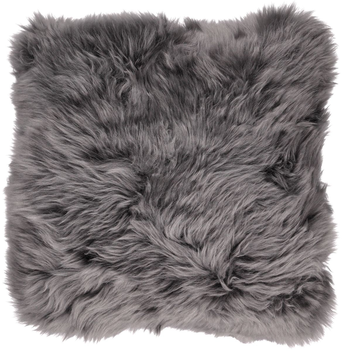 Long-Wool Sheepskin Cushion | 14x14 in Steel