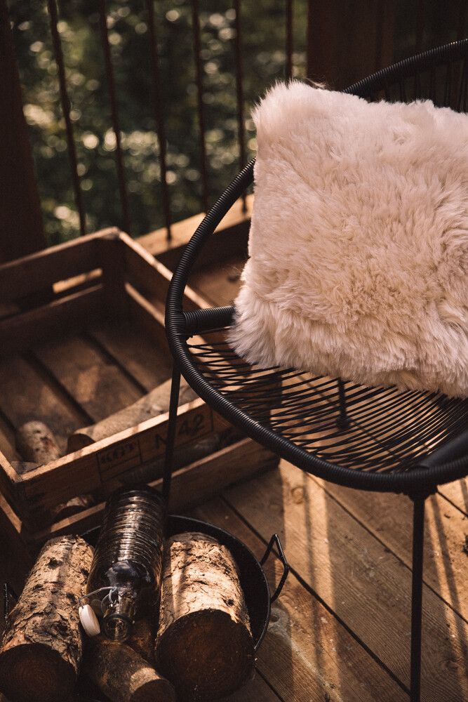 Long-Wool Sheepskin Cushion | 14x14 in Linen