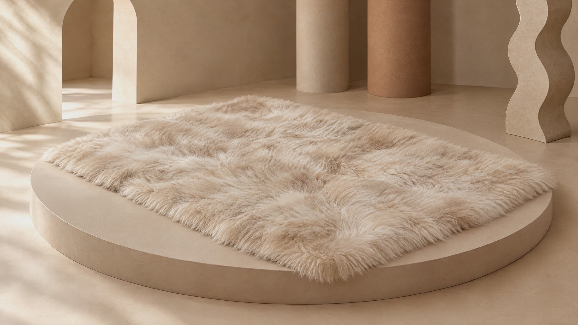 Made-to-measure sheepskin rug in a calm room