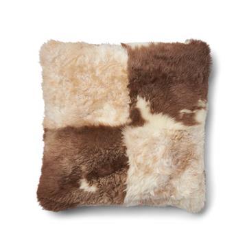 Chalet Collection: 'Toscana lamb' double sided cushion 40x40 cm. Premium Quality. Brown/Beige mix - Naturescollection.eu