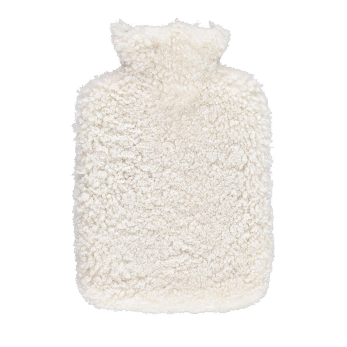 Hot water bottle cover virgin wool, Natural white/light gray