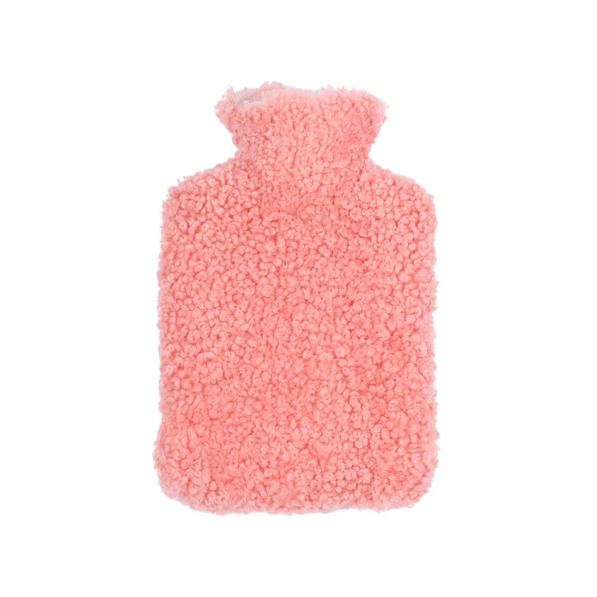 Hot Water Bottle | New Zealand Sheepskin | 37x27 cm | SW Curly | Coral - Naturescollection.eu