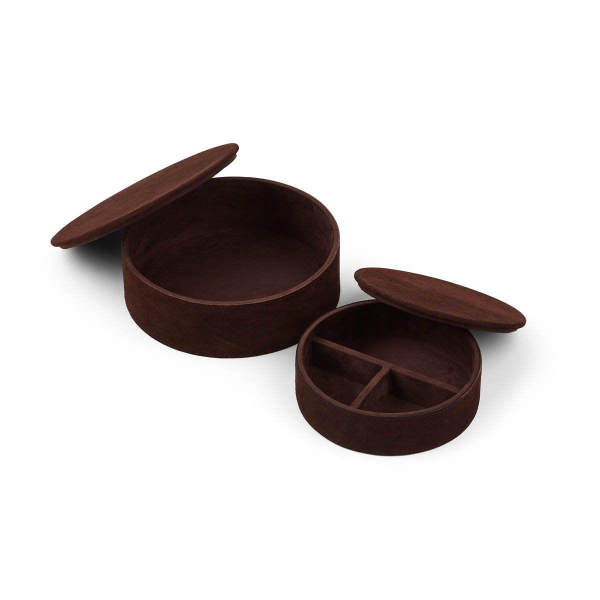 Round Leather Box Set | Suede Calf Leather - Naturescollection.eu