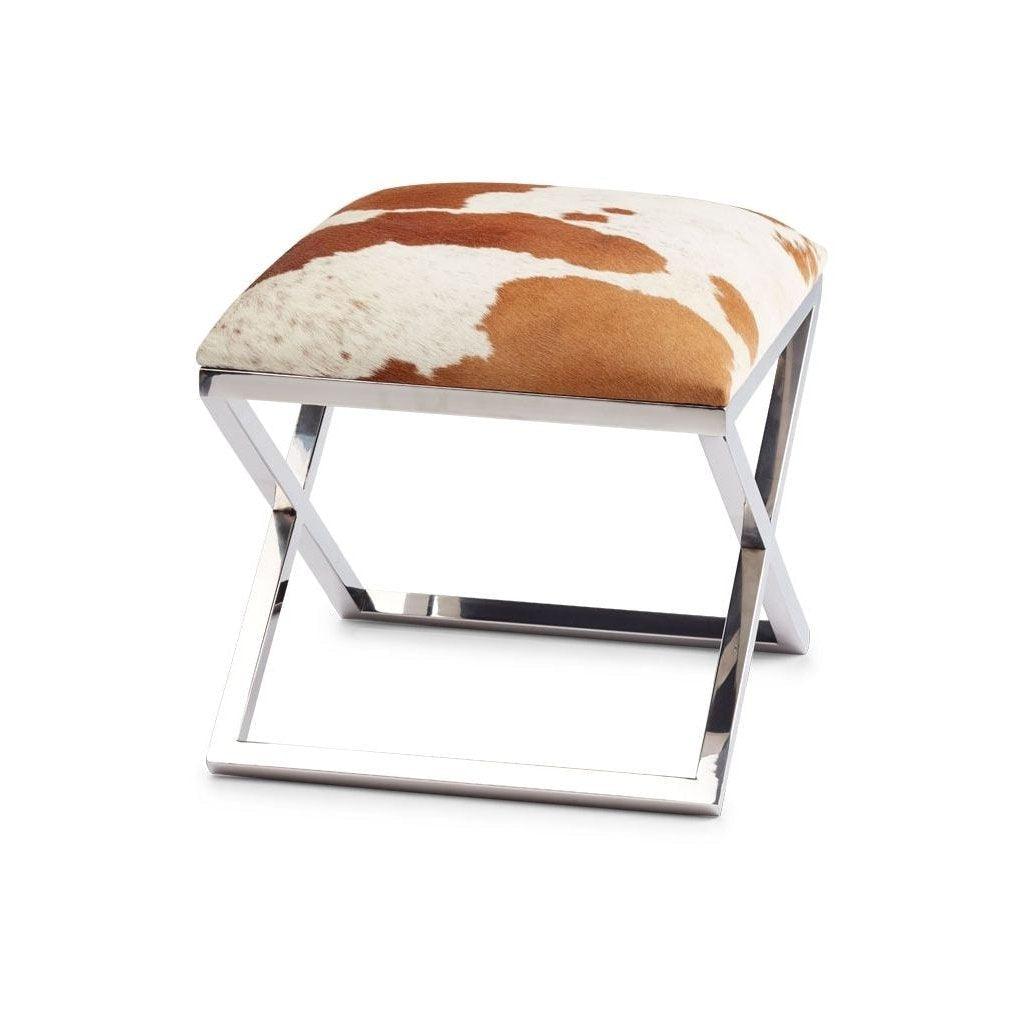 Stool Cow Hide With Stainless Steel Legs - Naturescollection.eu
